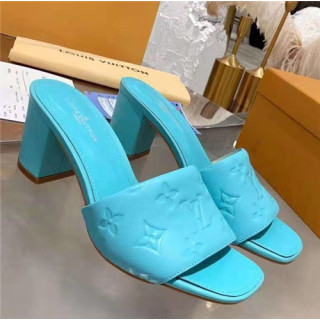 Louis Vuitton 2021 Women's Leather High Heel Slipper - 루이비통 2021 여성용 레더 하이힐 슬리퍼 ,Size(225-250),LOUS1843,블루