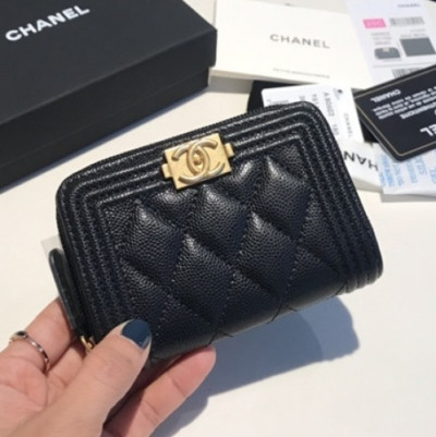 Chanel 2021 Women's Boy Coin purse/Card purse,11.5cm - 샤넬 2021 여성용 보이 코인퍼스/카드퍼스,11.5cm,CHAW0099,블랙