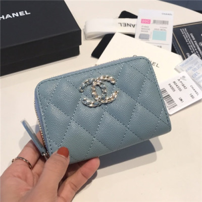 Chanel 2021 Women's Leather Coin purse/Card purse,11.5cm - 샤넬 2021 여성용 레더 코인퍼스/카드퍼스,11.5cm,CHAW0112,스카이블루