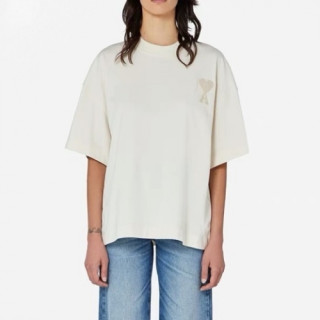 Ami 2021 Mm/Wm 'Ami de Coeur' Casual Cotton Short Sleeved Tshirt Ivory - 아미 2021 남/녀 로고 코튼 캐쥬얼 반팔티 Ami0106x Size(s - xl) 아이보리