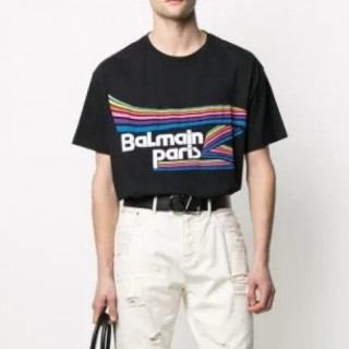 [매장판]Balmain  Mens Logo Cotton Short Sleeved Tshirs Black - 발망 2021 남성 로고 코튼 반팔티 Bam0131x Size(m - 3xl) 블랙