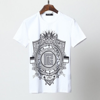 Balmain  Mens Logo Cotton Short Sleeved Tshirs White - 발망 2021 남성 로고 코튼 반팔티 Bam0135x Size(m - 3xl) 화이트