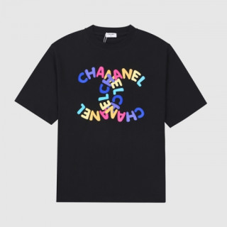 Chanel 2021 Mm/Wm 'CC' Logo Cotton Short Sleeved Tshirts Black - 샤넬 2021 남/녀 'CC'로고 코튼 반팔티 Cnl0681x Size(xs - l) 블랙