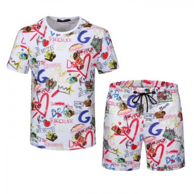 Dolce&Gabbana 2021 Mens Casual Training Short Sleeved Clothes&Half Pants White - 돌체앤가바나 2021 남성 캐쥬얼 트레이닝 반팔티&반바지 Dol0326x Size(m - 3xl) 화이트