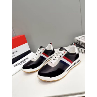 Thom Browne 2023 Mens Leather Sneakers,THOMS0052 - 톰브라운 2023 남성용 레더 스니커즈,Size(240-275),블랙