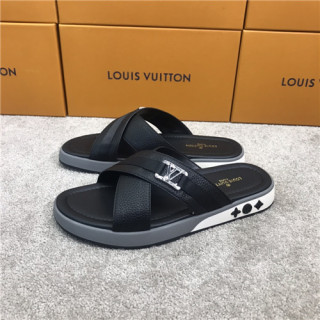 Louis Vuitton 2021 Men's Leather Slipper,LOUS2036 - 루이비통 2021 남성용 레더 슬리퍼,Size(240-270),블랙