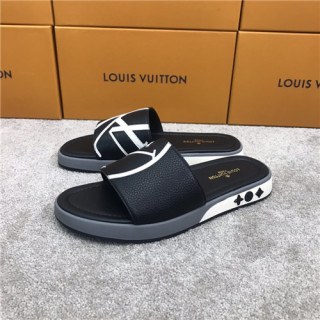 Louis Vuitton 2021 Men's Leather Slipper,LOUS2038 - 루이비통 2021 남성용 레더 슬리퍼,Size(240-270),블랙