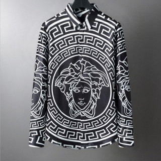 [클래식]Versace   Mens Logo Tshirts Black - 베르사체 2021 남성 로고 실켓 셔츠 Ver0854x Size(m - 3xl) 블랙