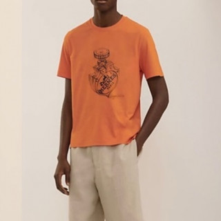 Hermes  Mens Crew-neck Short Sleeved Tshirts Orange - 에르메스 2021 남성 크루넥 반팔티 Her0654x Size(m - 2xl) 오렌지