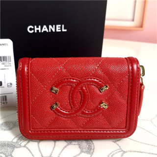 Chanel 2021 Women's Leather Card Purse,11cm,CHAW0131 - 샤넬 2021 여성용 레더 카드퍼스,11cm,레드