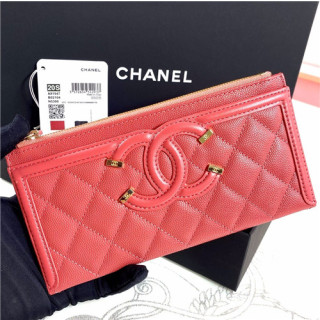 Chanel 2021 Women's Leather Wallet,19cm,CHAW0135 - 샤넬 2021 여성용 레더 장지갑,19cm,핑크