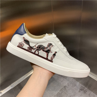Hermes 2021 Men's Leather Sneakers,HERS0478 - 에르메스 2021 남성용 레더 스니커즈,Size(240-270),화이트