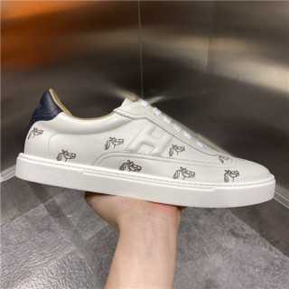 Hermes 2021 Men's Leather Sneakers,HERS0482 - 에르메스 2021 남성용 레더 스니커즈,Size(240-270),화이트