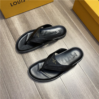 Louis Vuitton 2021 Men's Leather Slipper,LOUS2185 - 루이비통 2021 남성용 레더 슬리퍼,Size(240-270),블랙