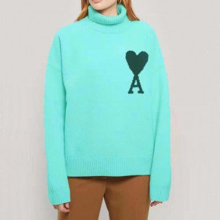 Ami  Mm/Wm Logo Casual Turtle-neck Sweaters Green - 아미 2021 남/녀 로고 캐쥬얼 터틀넥 스웨터 Ami0189x Size(s - l) 그린