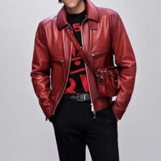 Berluti  Mens Casual Leather Jackets Red - 벨루티 2021 남성 캐쥬얼 가죽 자켓 Ber0046x Size(m - 3xl) 레드