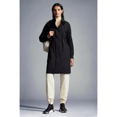 Moncler  Womens Black Coats - 몽클레어 여성 로고 캐쥬얼 블랙 코트 - Moc02343x