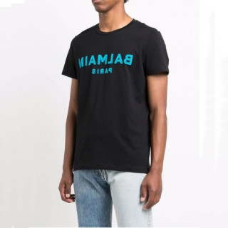 Balmain  Mens Logo Cotton Short Sleeved Tshirs Black - 발망 2021 남성 로고 코튼 반팔티 Bam0152x Size(m - 3xl) 블랙