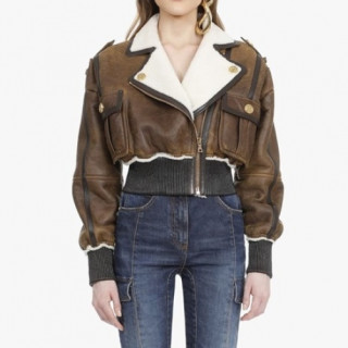 Balmain  Womens Casual Leather Jackets Brown - 발망 2021 여성 캐쥬얼 가죽 자켓 Balm0149x.Size(s - xl) 브라운