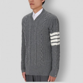 Thom Browne  Mm/Wm Strap Crew-neck Wool Sweaters Gray - 톰브라운 2021 남/녀 스트랩 크루넥 울 스웨터 Thom01510x Size(1 - 4) 그레이
