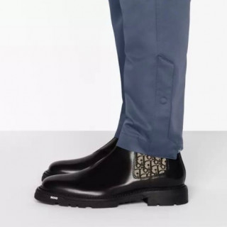 디올  남성 트렌디 레더 앵클부츠 Size(240 - 275) 블랙 - Dior  Men's Trendy Leather Ankle Boots Black Dio01578x