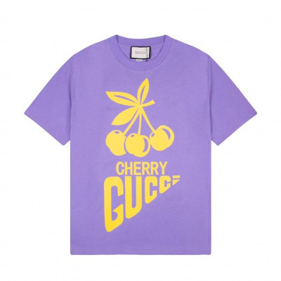 구찌 남/녀 크루넥 퍼플 반팔티 - Unisex Purple Tshirts - guc04811x