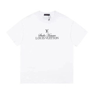 루이비통 남성 화이트 크루넥 반팔티 - Louis vuitton Mens White Tshirts - lv308x