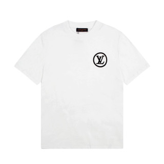 루이비통 남성 화이트 크루넥 반팔티 - Louis vuitton Mens White Short sleeved T-shirts - lv372x