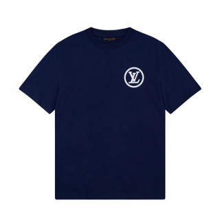 루이비통 남성 네이비 크루넥 반팔티 - Louis vuitton Mens Navy Short sleeved T-shirts - lv373x