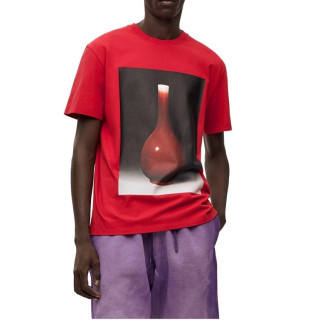 로에베 남/녀 이니셜 레드 반팔티 - Loewe Unisex Red Short sleeved T-shirts - loe687x