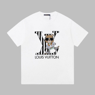루이비통 남성 화이트 크루넥 반팔티 - Louis vuitton Mens White Short sleeved T-shirts - lv536x