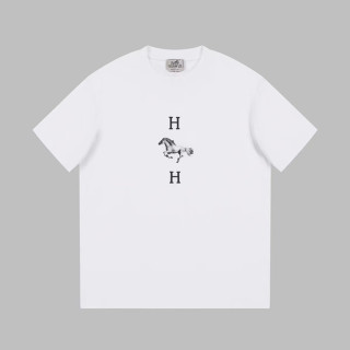 에르메스 남성 화이트 크루넥 반팔티 - Hermes Mens White Short sleeved T-shirts - he64x