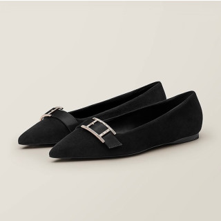 에르메스 여성 시그니처 블랙 플렛 - Hermes Womens Black Flat-shoes - he85x