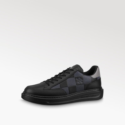루이비통 남성 블랙 스니커즈 - Louis vuitton Mens Black Sneakers - lv705x