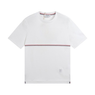 톰브라운 남성 크루넥 화이트 반팔티 - Thom Browne Mens White Tshirts - th47x