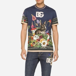 돌체앤가바나 남성 네이비 크루넥 반팔티 - Dolce&Gabbana Mens Navy Tshirts - dol455x