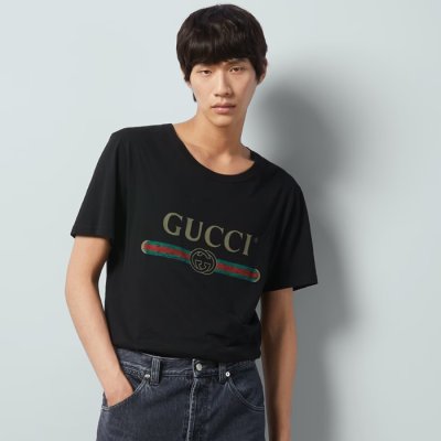구찌 남/녀 블랙 크루넥 반팔티 - Gucci Unisex Black Short sleeved Tshirts - gu688x