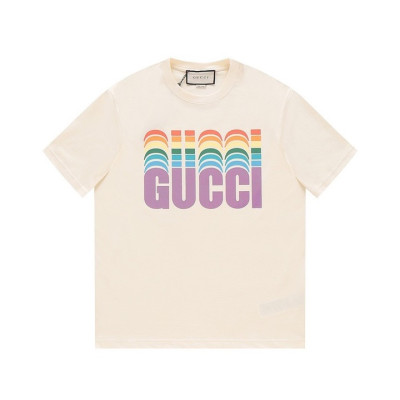 구찌 남/녀 아이보리 크루넥 반팔티 - Gucci Unisex Ivory Short sleeved Tshirts - gu696x