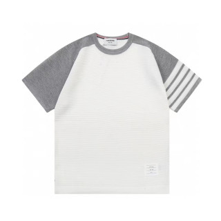 톰브라운 남성 크루넥 화이트 반팔티 - Thom Browne Mens White Tshirts - th60x