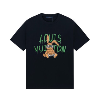 루이비통 남성 블랙 크루넥 반팔티 - Louis vuitton Mens Black Short sleeved Tshirts - lv1142x