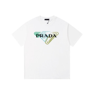 프라다 남성 크루넥 화이트 반팔티 - Prada Mens White Short sleeved Tshirts - pr578x