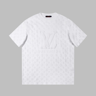 루이비통 남성 크루넥 화이트 반팔티 - Louis vuitton Mens White Short Sleeved Tshirts - lv1439x