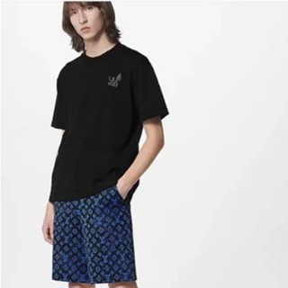 루이비통 남성 크루넥 블랙 반팔티 - Louis vuitton Mens Black Short Sleeved Tshirts - lv1457x