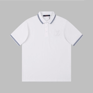 루이비통 남성 화이트 폴로 반팔티 - Louis vuitton Mens White Short sleeved Tshirts - lv1504x