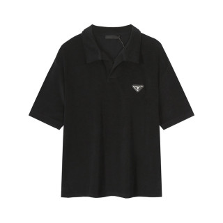 프라다 남성 블랙 폴로 반팔티 - Prada Mens Black Short sleeved Tshirts - pr598x