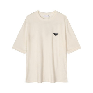 프라다 남성 아이보리 크루넥 반팔티 - Prada Mens Ivory Short sleeved Tshirts - pr599x