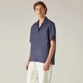 로로피아나 남성 블루 반팔 셔츠 - Loro Piana Mens Blue Short sleeved Shirts - lp07x
