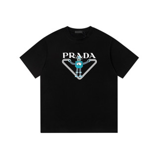 프라다 남성 크루넥 블랙 반팔티 - Prada Mens Black Short sleeved Tshirts - pr625x