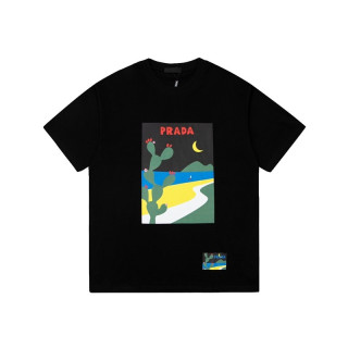 프라다 남성 크루넥 블랙 반팔티 - Prada Mens Black Short sleeved Tshirts - pr633x