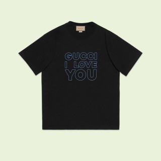 구찌 남/녀 블랙 크루넥 반팔티 - Gucci Unisex Black Short sleeved Tshirts - gu894x